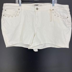 Torrid White Denim Jean Shorts Stretch Lacing Detail